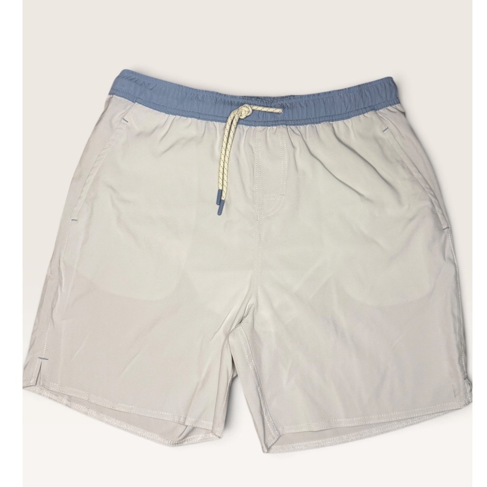 Laguna Men's Medium Swim Shorts Beige Blue Lined Trunks NEW